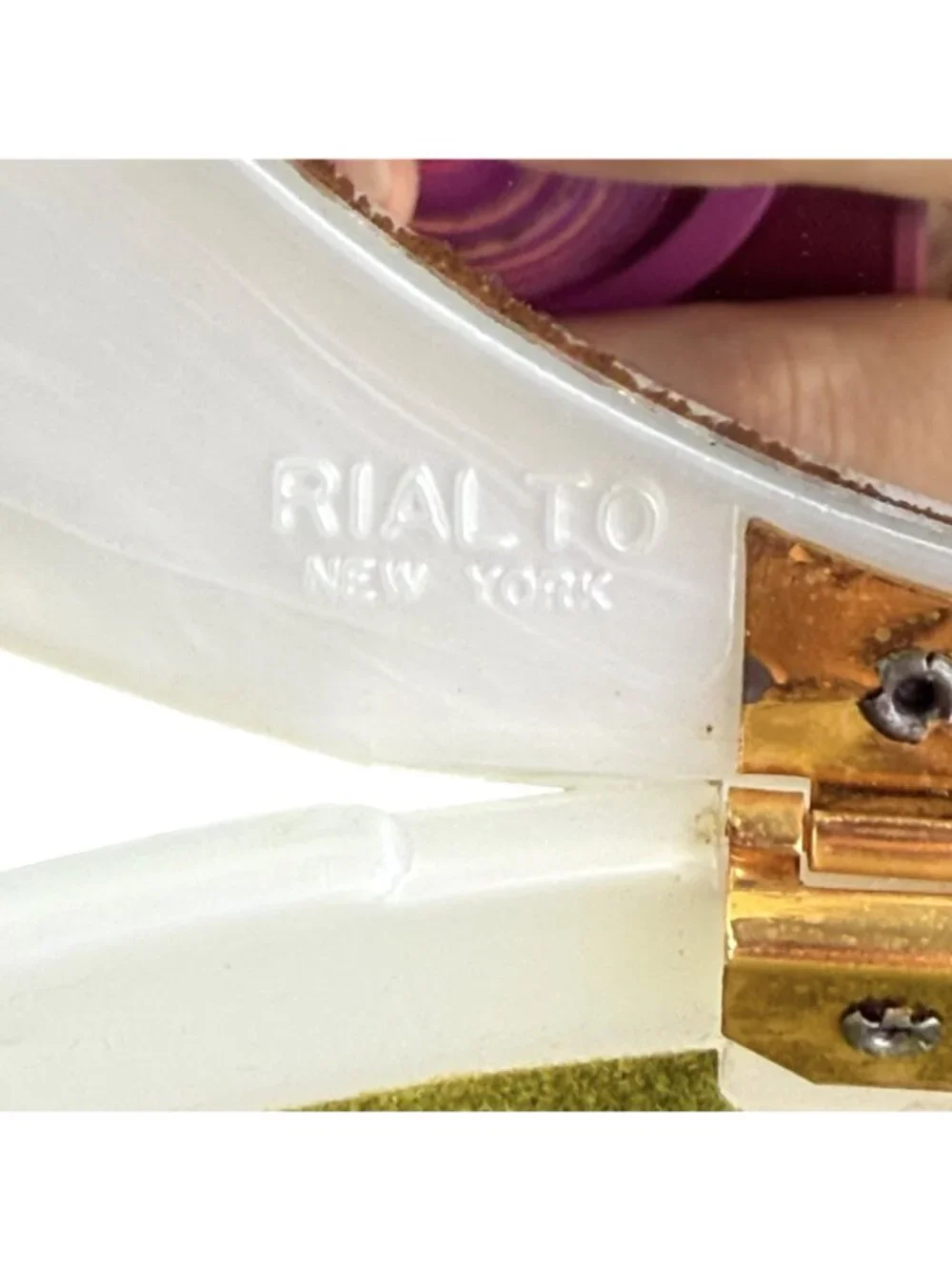 Vintage Rialto of New York White Pearlized Lucite Jewelry Box 1960s 9”